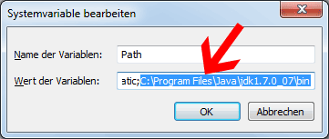 Java Path setzen Pfad des JDK-Installationsverzeichnis anfügen