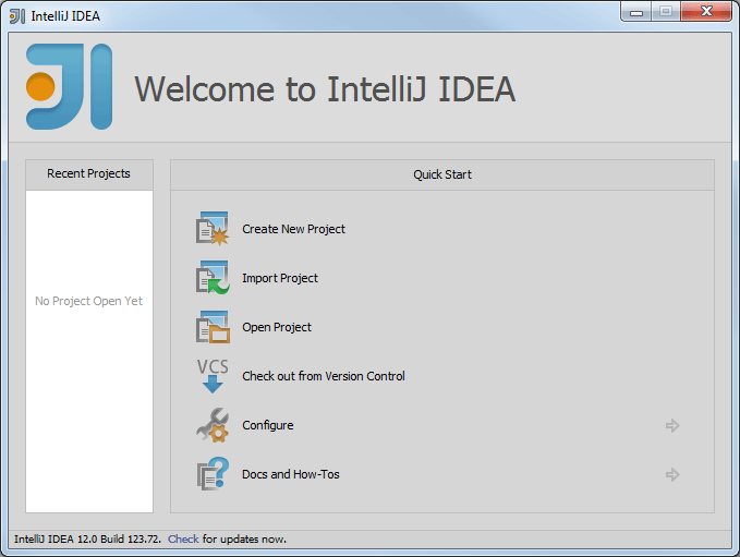 Java-Entwicklungsumgebung IntelliJ IDEA Welcome