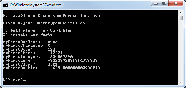 Java 8 primitive Datentypen