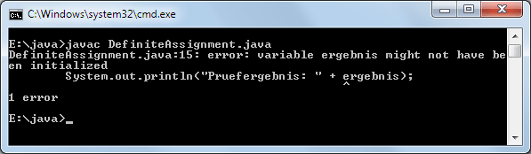 Java Definite Assignment Initialisierungsfehler