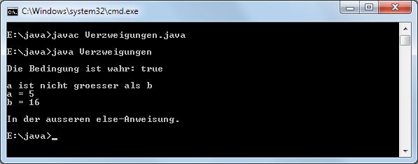 Java Verzweigungen if-else-Anweisung