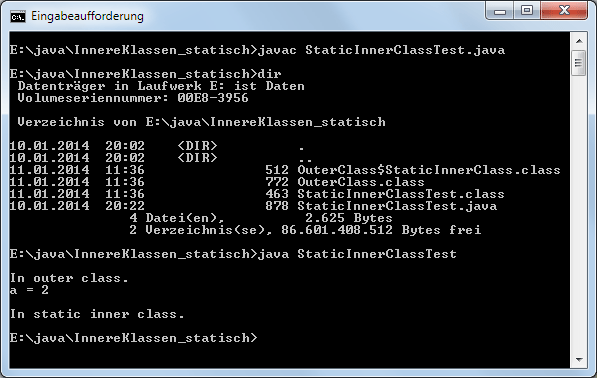 Java Innere Klasse Statisch