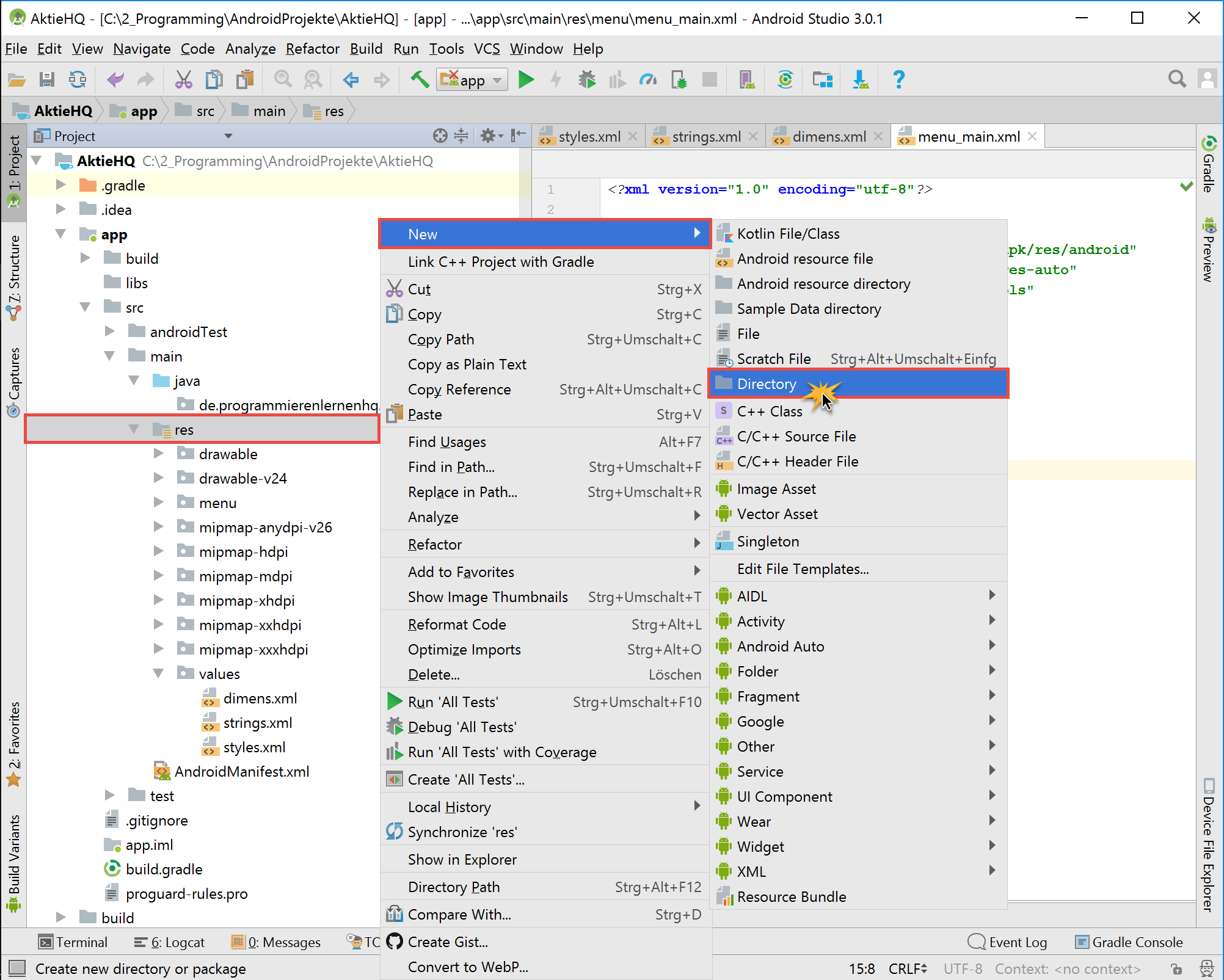 android studio project layout folder
