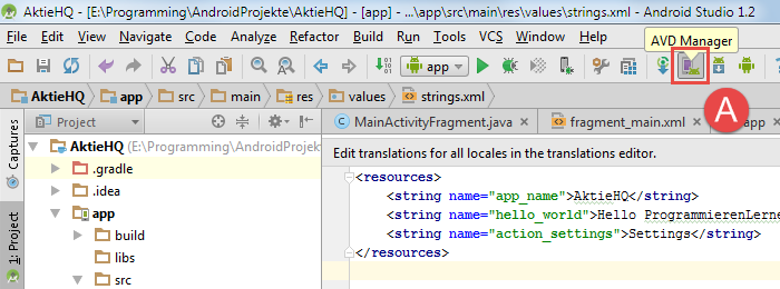 android studio project avd manager