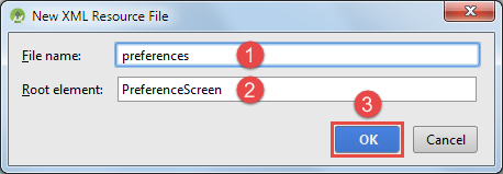 android xml preferences dialog